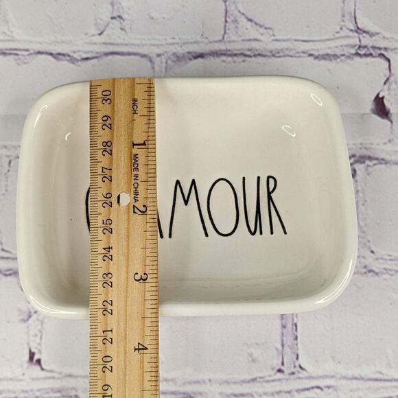 Rae Dunn GLAMOUR Rectangle Ceramic Trinket Dish Soap Dish - Picture 5 of 6